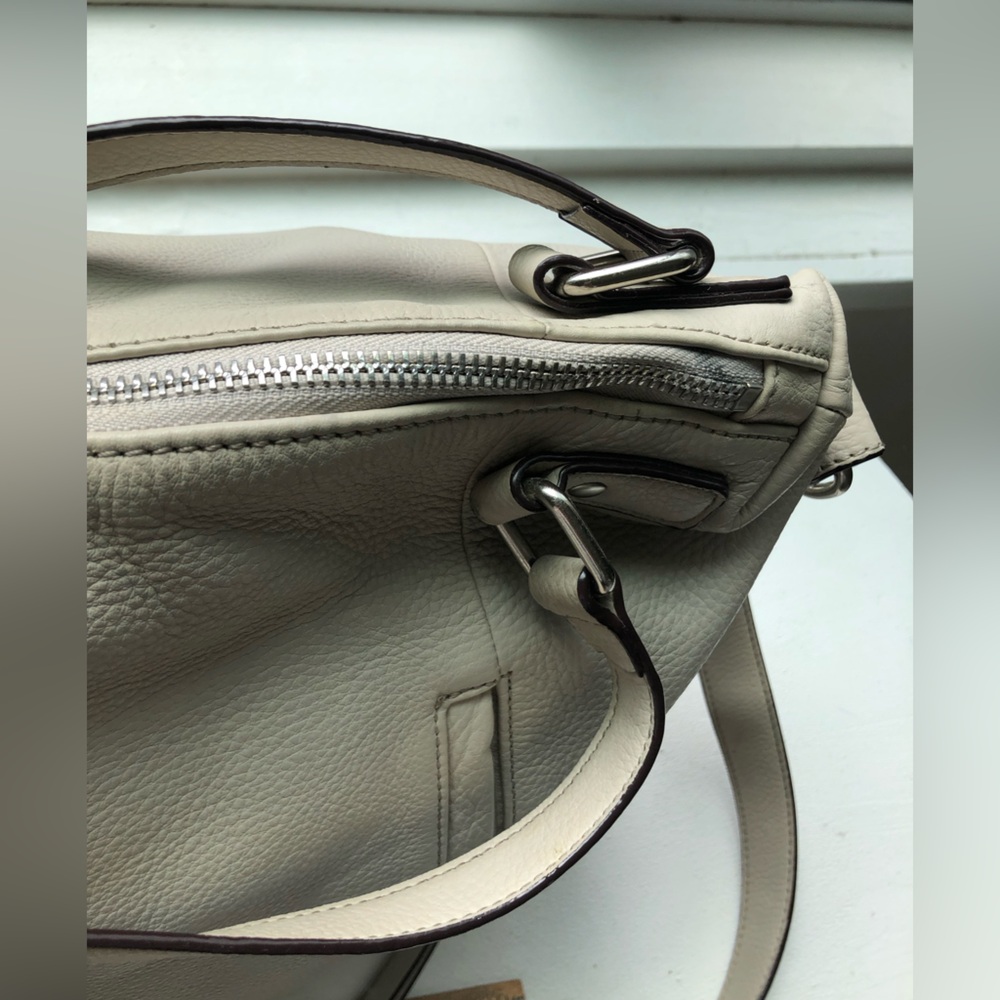 Leather satchel - 100% leather - white/ivory 16” x 12” x 3.5”+ by Sanctuary - Picture 6 of 16
